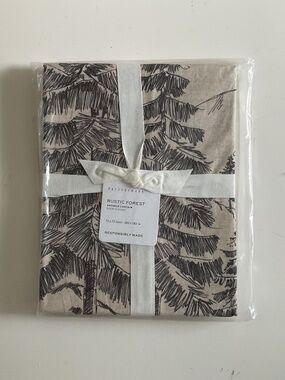 NWT Pottery Barn Rustic Forest Shower Curtain Woodland Cabin Mountain Deer Stag
